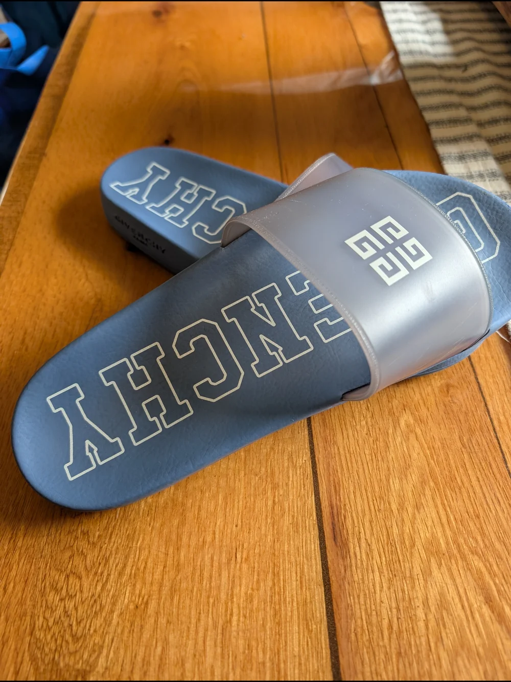 Givenchy Blue Logo Slide Sandals